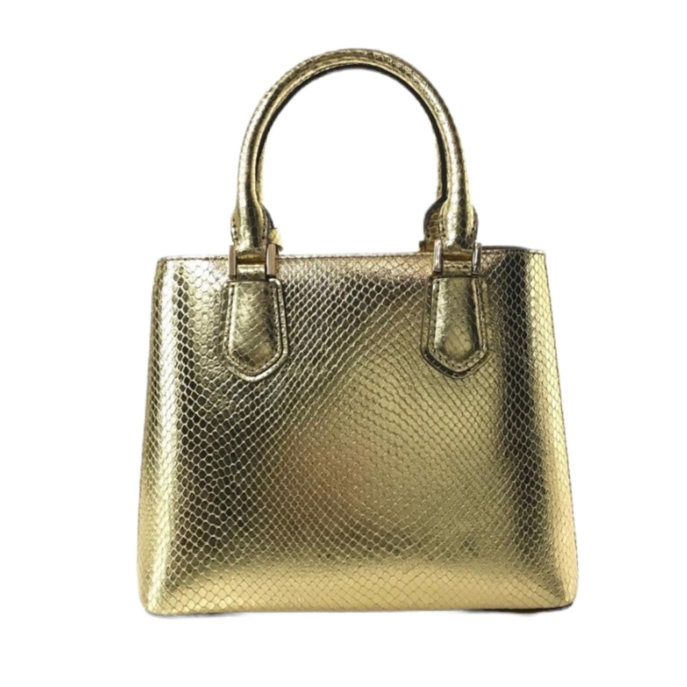Michael Kors Adele Embossed Leather Gold MD Messenger Crossbody Bag - Picture 2 of 8